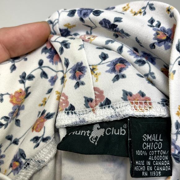 Women's Hunt Club White and Floral White Cotton Turtle Neck Long Sleeve Shirt - Picture 5 of 5